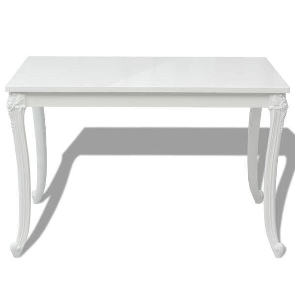 vidaXL Table à manger 116x66x76 cm blanc brillant
