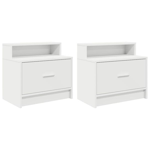 vidaXL Table de chevet avec tiroir 2 pcs blanc 51x31x47 cm