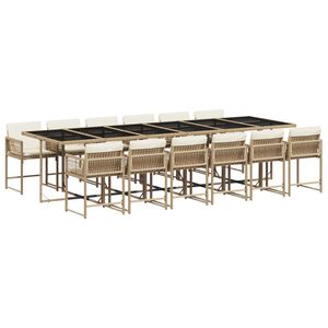 vidaXL Ensemble &agrave; manger de jardin et coussins 13 pcs beige