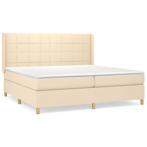 vidaXL Sommier &agrave; lattes de lit avec matelas Cr&egrave;me 200x200 cm Tissu