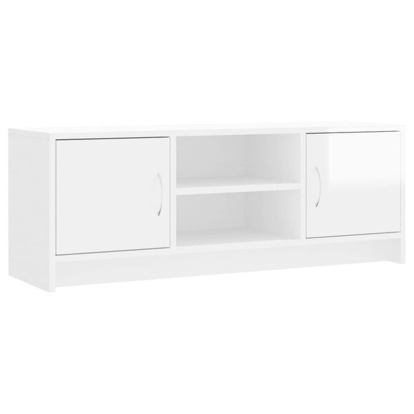 vidaXL Meuble TV blanc brillant 102x30x37,5 cm bois d'ing&eacute;nierie