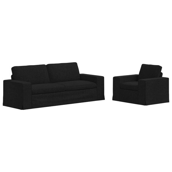 vidaXL Canap&eacute; 2 pcs Noir 182 x 80 x 82 cm tissu
