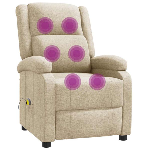 vidaXL Fauteuil de massage Crème Tissu