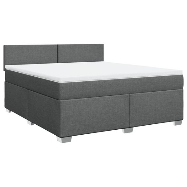 vidaXL Sommier &agrave; lattes de lit avec matelas Gris fonc&eacute; 180x200cm Tissu