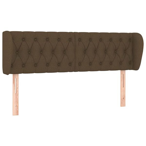 vidaXL T&ecirc;te de lit avec oreilles Marron fonc&eacute; 147x23x78/88 cm Tissu