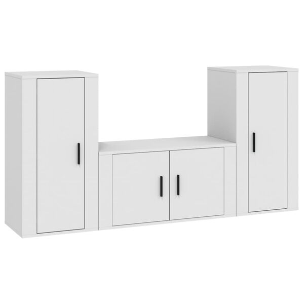vidaXL Ensemble de meubles TV 3 pcs Blanc Bois d'ing&eacute;nierie