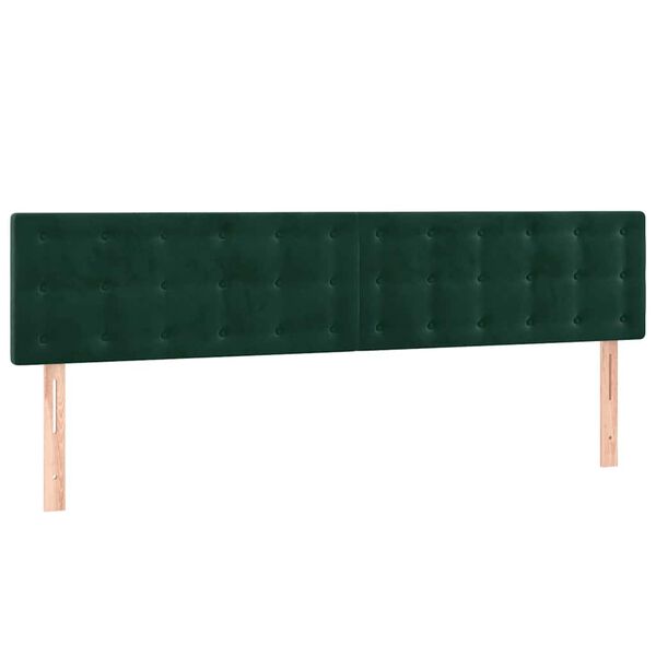 vidaXL T&ecirc;te de lit &agrave; LED Vert fonc&eacute; 200x5x78/88 cm Velours