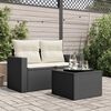 vidaXL Table de jardin avec plateau en verre noir 55 x 55 x 37 cm en r&eacute;sine tress&eacute;e
