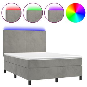 vidaXL Sommier &agrave; lattes de lit avec matelas LED Gris clair 140x200 cm