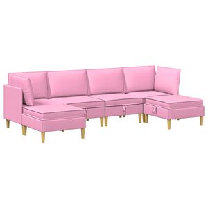 vidaXL Canap&eacute; modulaire avec rangement 6 pcs Rose Tissu