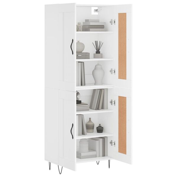 vidaXL Buffet haut Blanc 69,5x34x180 cm Bois d'ing&eacute;nierie
