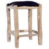 vidaXL Tabouret de bar Cuir de ch&egrave;vre v&eacute;ritable et bois de teck massif