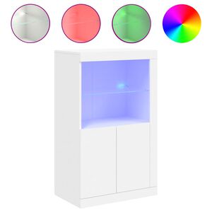 vidaXL Armoire lat&eacute;rale avec &eacute;clairage LED blanc bois d'ing&eacute;nierie