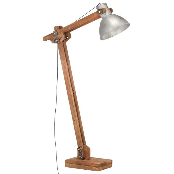 vidaXL Lampadaire Argent&eacute; Bois de manguier massif E27