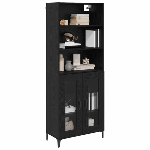 vidaXL Haut Armoire Ch&ecirc;ne noir 69,5 x 34 x 180 cm Bois d'ing&eacute;nierie