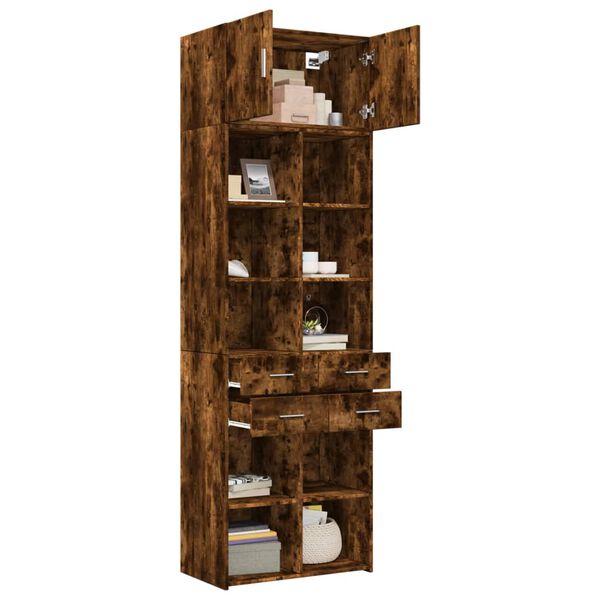 vidaXL Armoire de rangement chêne fumé 70x42,5x225cm bois d'ingénierie