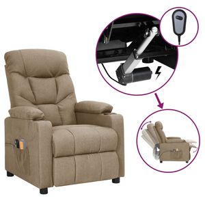 vidaXL Fauteuil &eacute;lectrique de massage Taupe Tissu