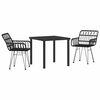 vidaXL Ensemble de salle &agrave; manger pour jardin 3 pc Noir