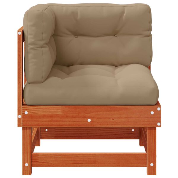 vidaXL Canap&eacute; d'angle de jardin Pin massif Brun Cir&eacute;