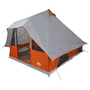 vidaXL Tente Tipi 8 personne Gris et orange taffetas