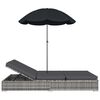 vidaXL Chaise longue d'extérieur avec parasol Résine tressée Gris