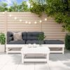 vidaXL Salon de jardin 4 pcs avec coussins blanc bois massif