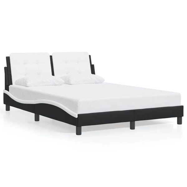 vidaXL Cadre de lit sans matelas Zadar noir et blanc 140x190 cm similicuir