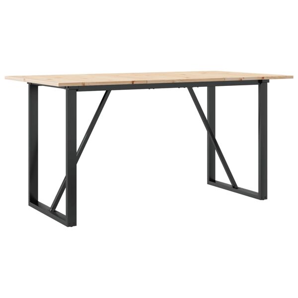 vidaXL Table à manger cadre en O 140x80x75 cm bois de pin massif acier