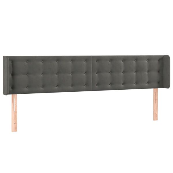 vidaXL T&ecirc;te de lit &agrave; LED Gris fonc&eacute; 163x16x78/88 cm Velours