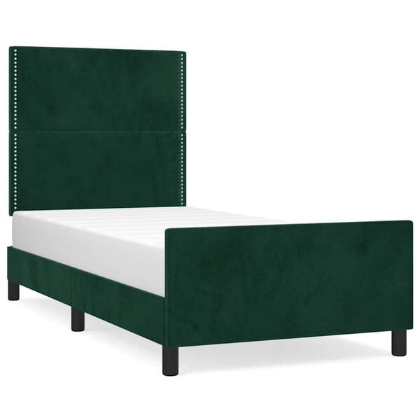 vidaXL Cadre de lit sans matelas vert fonc&eacute; 100x200 cm velours