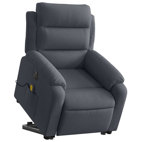 vidaXL Fauteuil inclinable de massage &eacute;lectrique gris fonc&eacute; velours