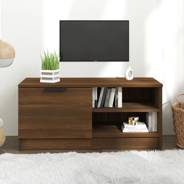 vidaXL Meuble TV Ch&ecirc;ne marron 80x35x36,5 cm Bois d'ing&eacute;nierie