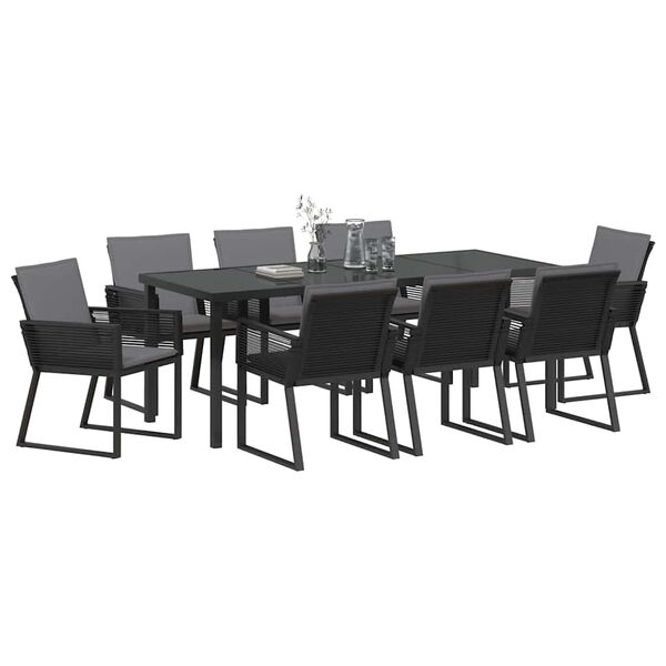 vidaXL Ensemble de salle &agrave; manger pour jardin 9 pcs Noir