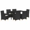 vidaXL Ensemble de salle &agrave; manger pour jardin 7 pc Noir polyrotin