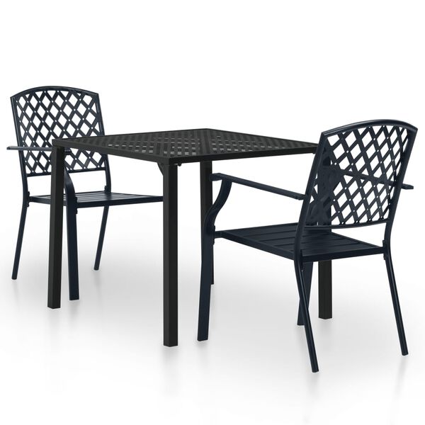 vidaXL Ensemble de bistro 3 pcs Acier Noir