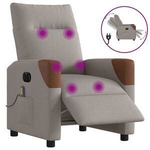 vidaXL Fauteuil de massage inclinable &eacute;lectrique Taupe Tissu