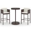 vidaXL Ensemble de bar de jardin et coussins 3 pcs r&eacute;sine tress&eacute;e