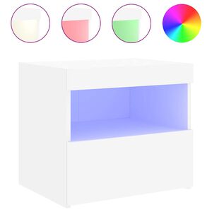 vidaXL Table de chevet avec lumi&egrave;res LED blanc 50x40x45 cm