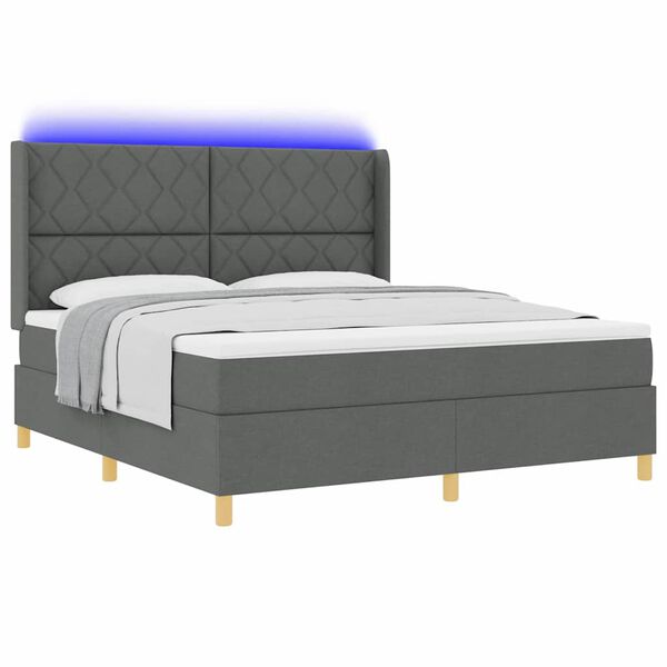 vidaXL Lit &agrave; ressorts avec matelas Gris 180 x 200 cm tissu