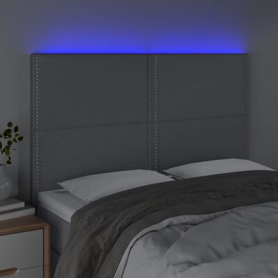 vidaXL Tête de lit à LED Gris clair 144x5x118/128 cm Tissu