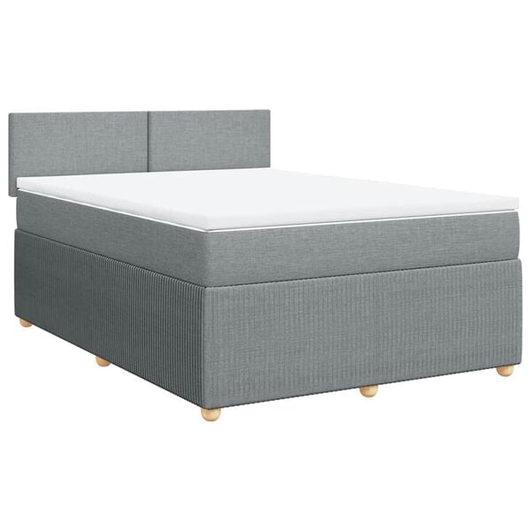 vidaXL Sommier &agrave; lattes de lit avec matelas Gris clair 140x200cm Tissu