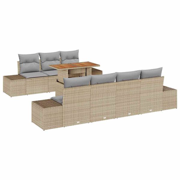 vidaXL Ensemble de canapé de jardin 8 pcs Beige Poly rotin