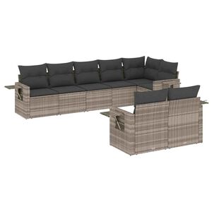 vidaXL Salon de jardin 8 pcs avec coussins gris clair r&eacute;sine tress&eacute;e