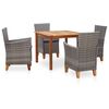 vidaXL Mobilier &agrave; d&icirc;ner 5 pcs r&eacute;sine tress&eacute;e et bois d'acacia gris