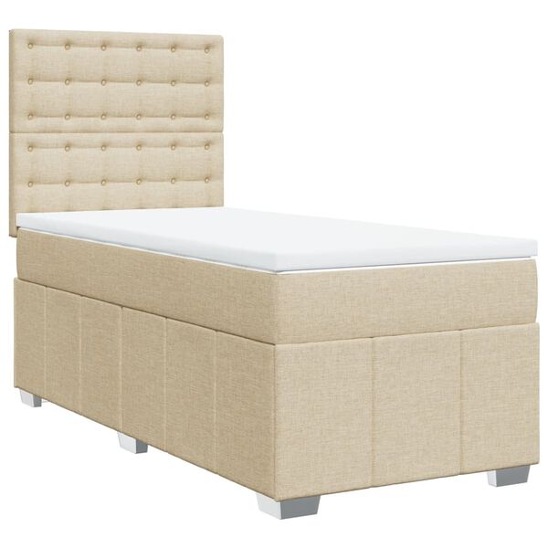 vidaXL Sommier &agrave; lattes de lit avec matelas Cr&egrave;me 80x200 cm Tissu