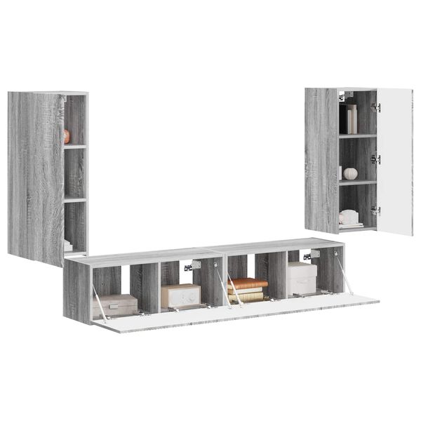 vidaXL Ensemble de meuble TV mural 4 pcs Gris Sonoma Bois d'ing&eacute;nierie