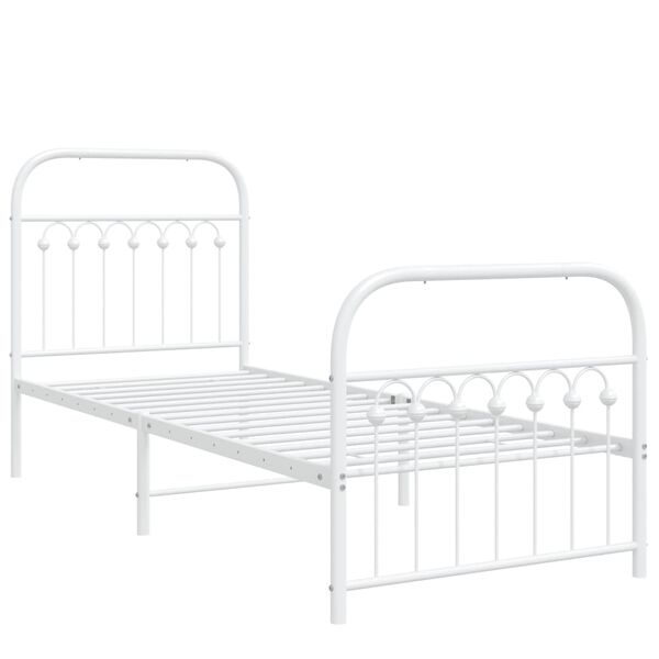 vidaXL Cadre de lit métal sans matelas avec pied de lit blanc 80x200cm