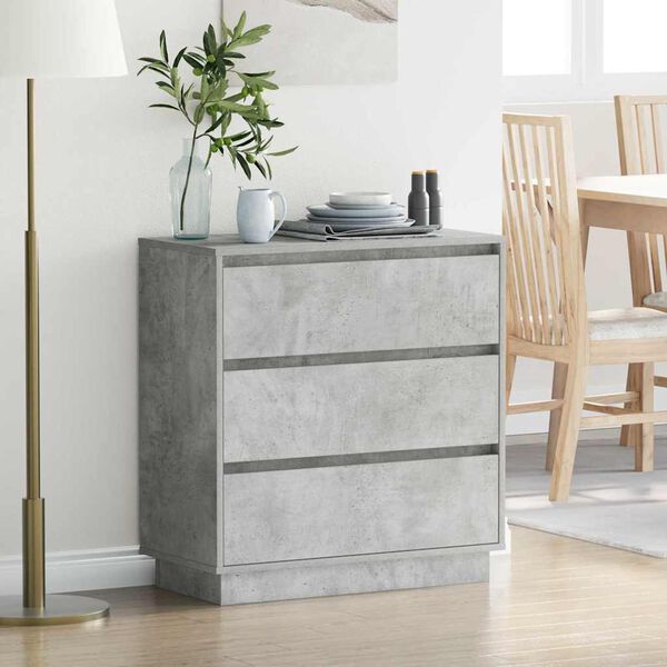 vidaXL Cabinet de chevet avec tiroir Gris b&eacute;ton 71 x 34,5 x 75 cm