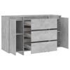 vidaXL Buffet avec 3 tiroirs Gris béton 120x41x75 cm Bois d'ingénierie