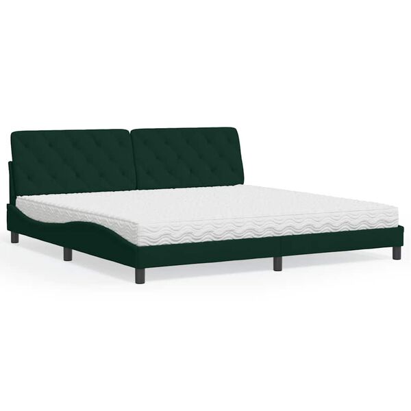 vidaXL Lit avec matelas vert fonc&eacute; 200x200 cm velours